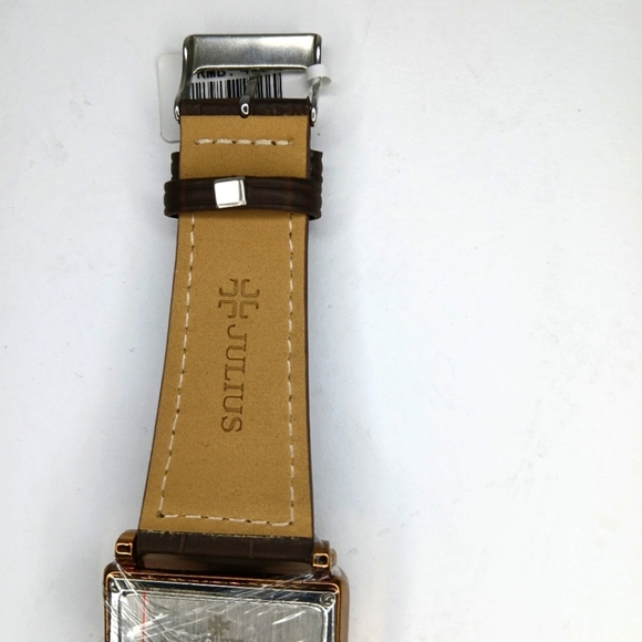 Brown Julius Watch Rhinestones Genuine Leather Straps Water Resistant - Picture 7 of 7